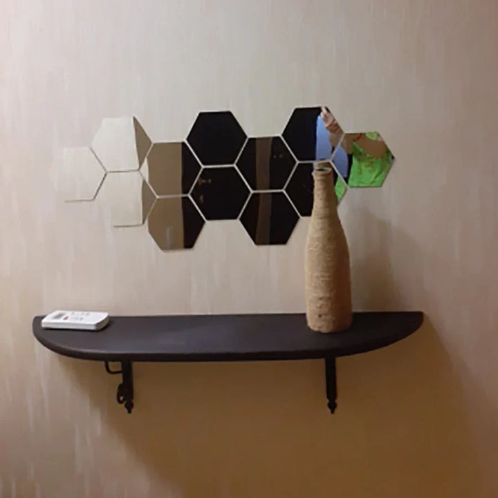 Hexagonal Self-Adhesive Mirrors (12 Pieces)