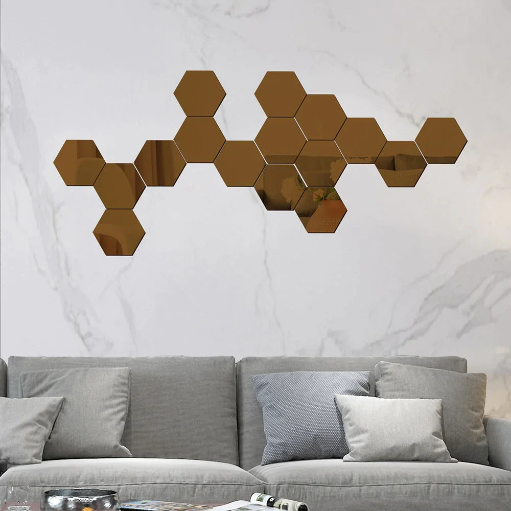 Hexagonal Self-Adhesive Mirrors (12 Pieces)