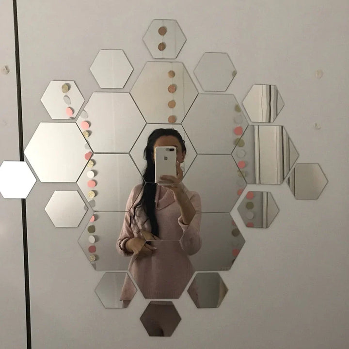 Hexagonal Self-Adhesive Mirrors (12 Pieces)