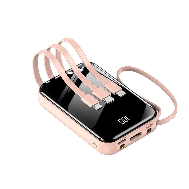 High-Capacity Fast-Charging Power Bank with Built-In Cables