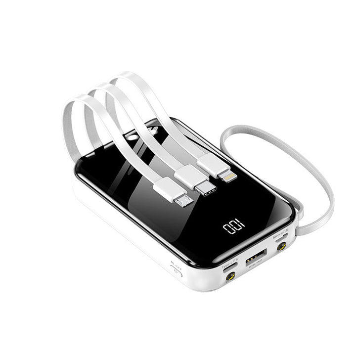 High-Capacity Fast-Charging Power Bank with Built-In Cables