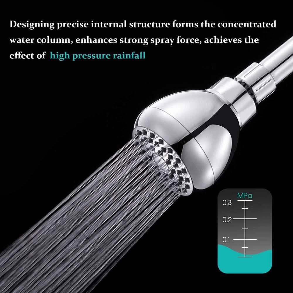 High-Pressure Fixed Showerhead with Brass Swivel Ball Joint - Anti-Clog &amp; Anti-Leak