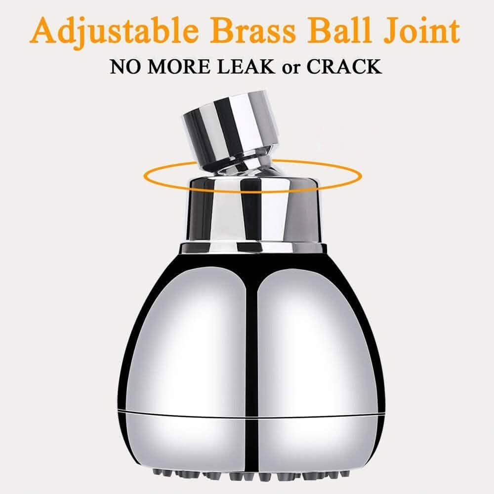 High-Pressure Fixed Showerhead with Brass Swivel Ball Joint - Anti-Clog &amp; Anti-Leak