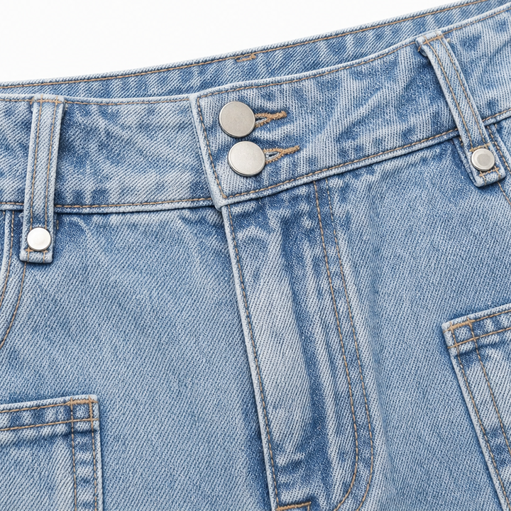 High-Waisted Asymmetric Front Straight-Leg Jeans