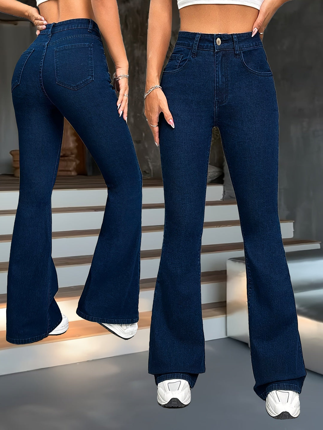 High-Waisted Flared Trousers