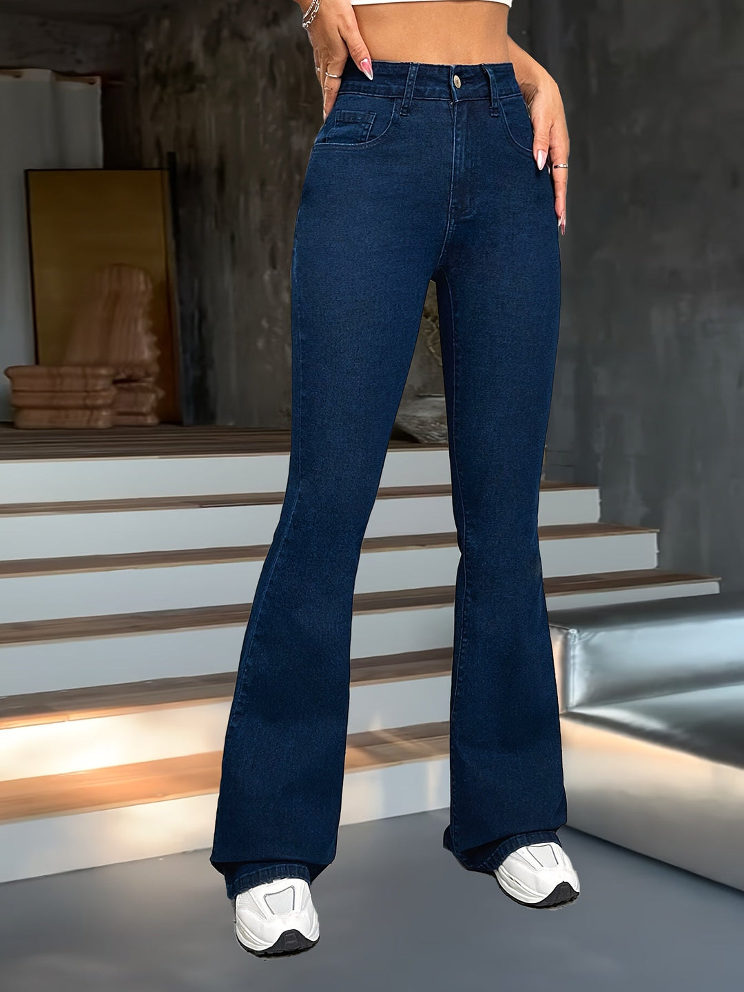 High-Waisted Flared Trousers