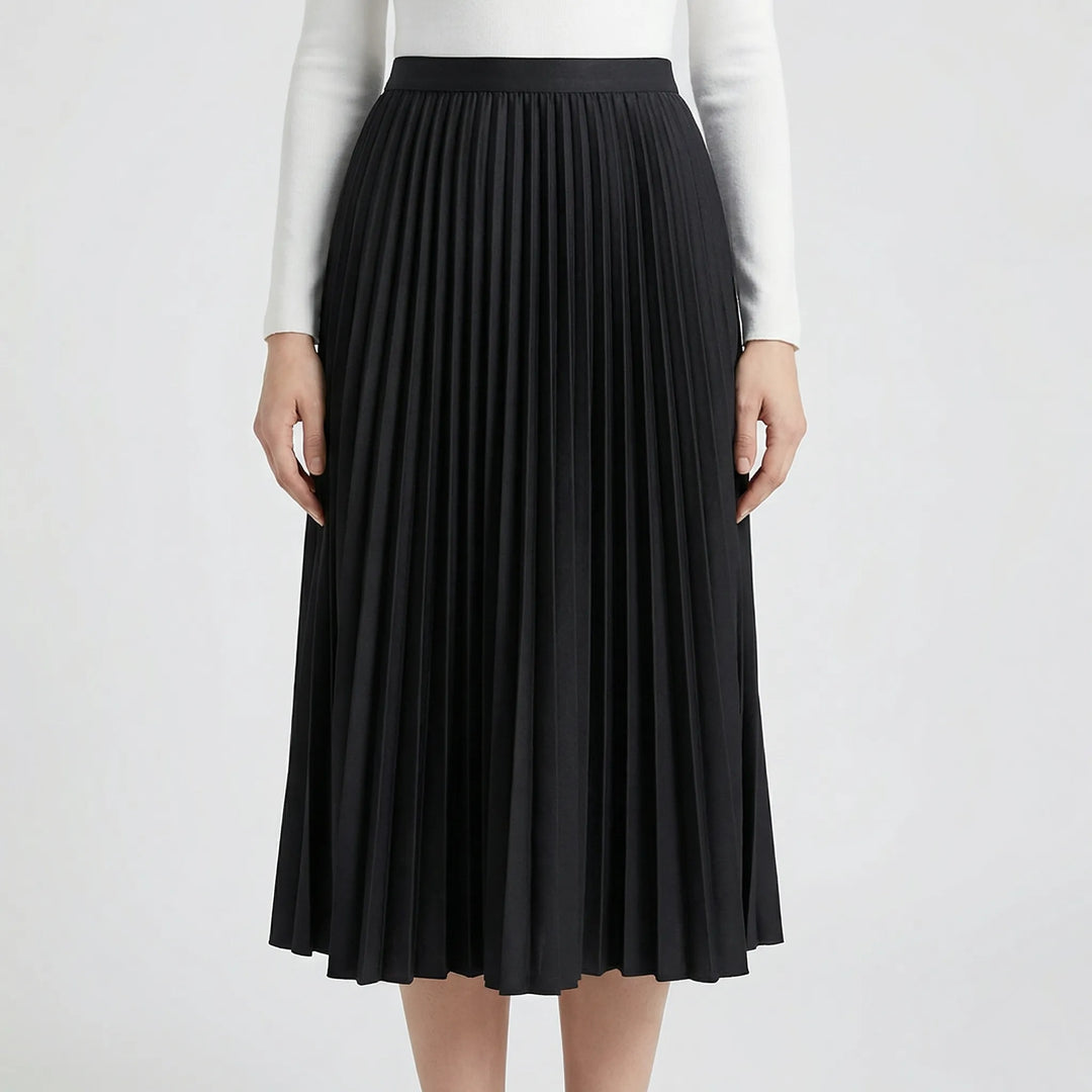 High-Waisted Pleated Midi Skirt