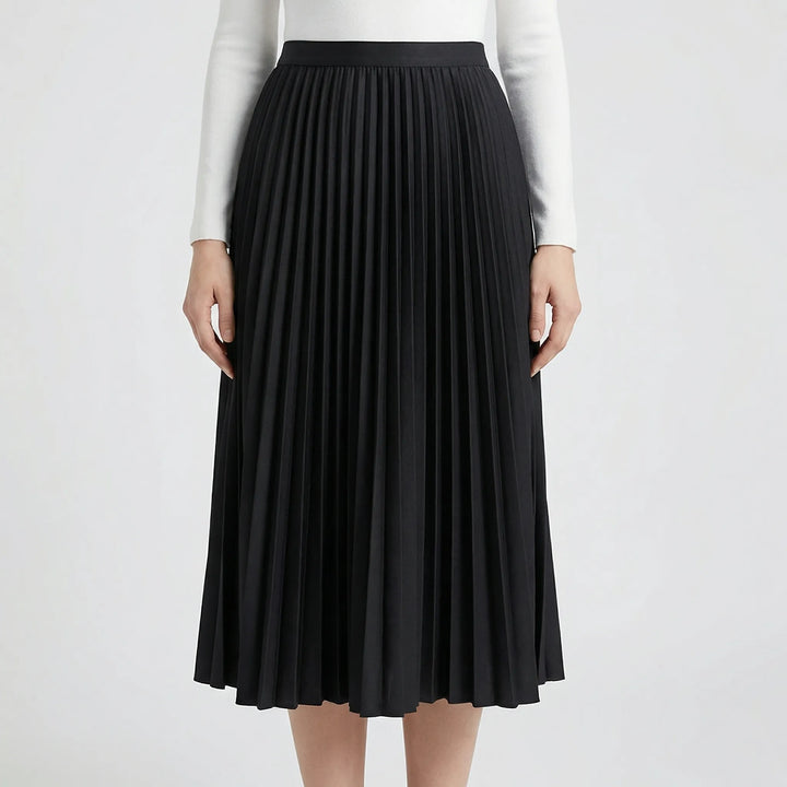 High-Waisted Pleated Midi Skirt