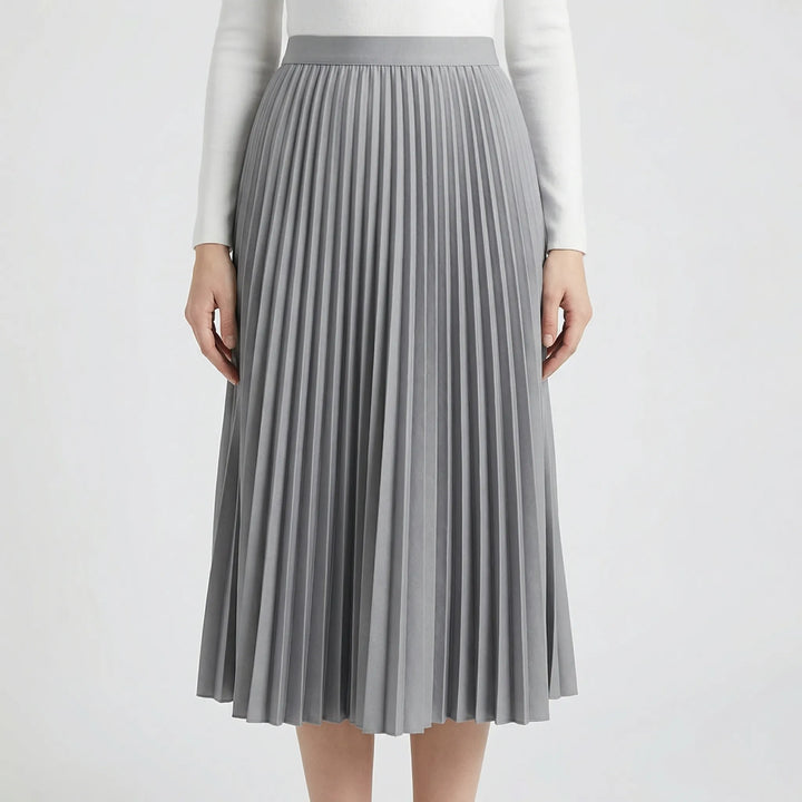 High-Waisted Pleated Midi Skirt