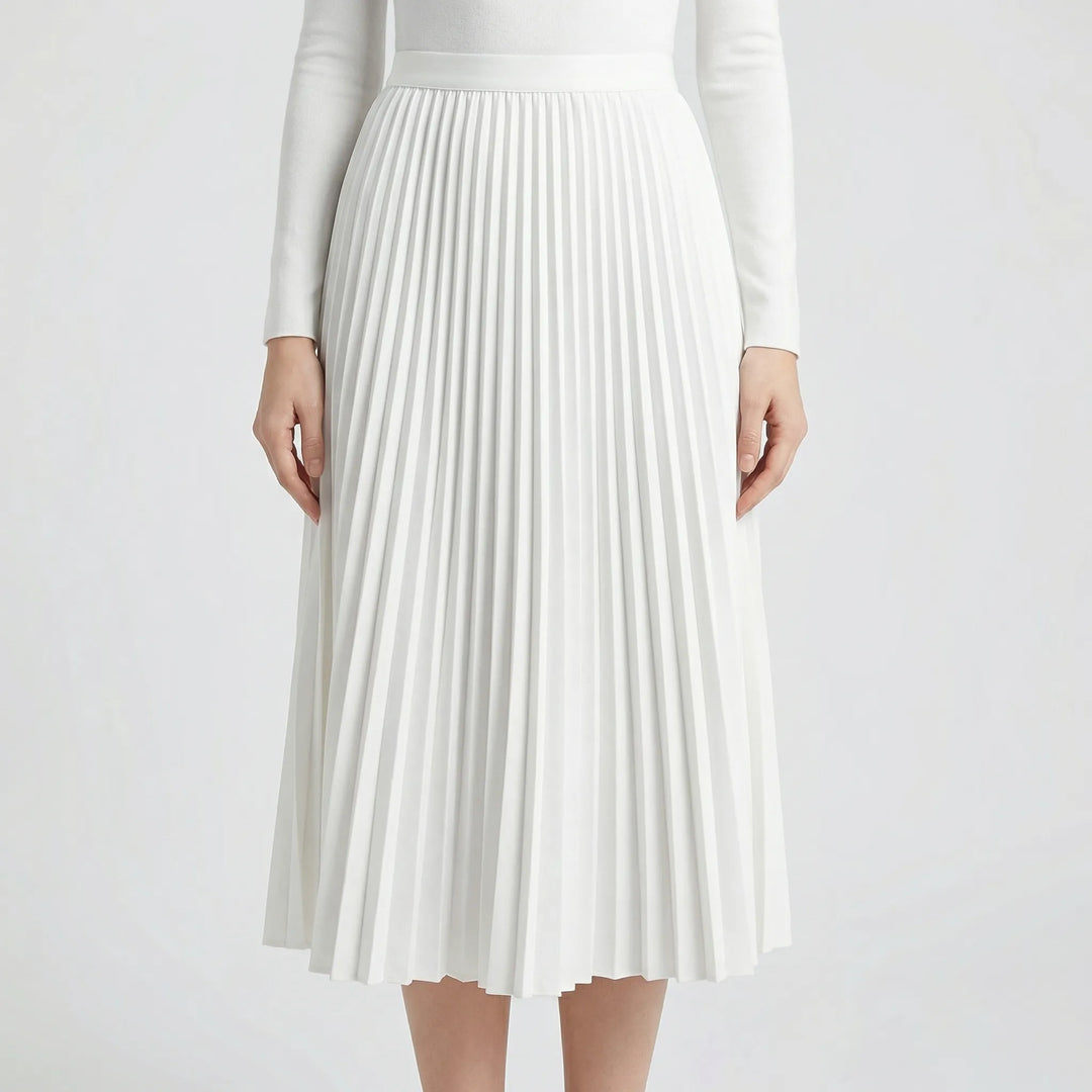 High-Waisted Pleated Midi Skirt