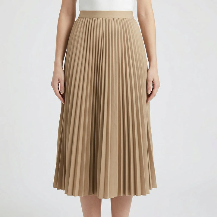 High-Waisted Pleated Midi Skirt