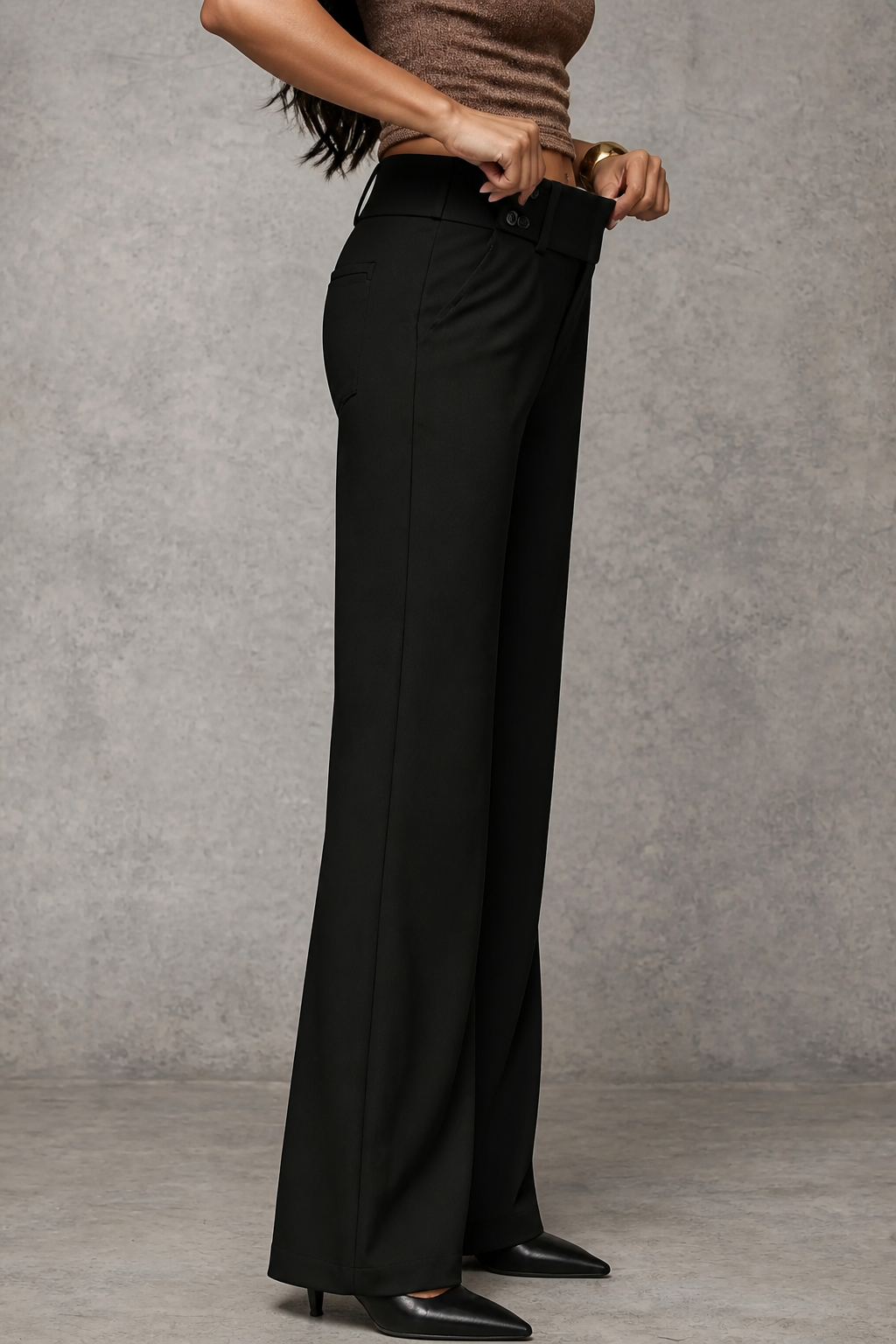 High-Waisted Wide-Leg Dress Trousers