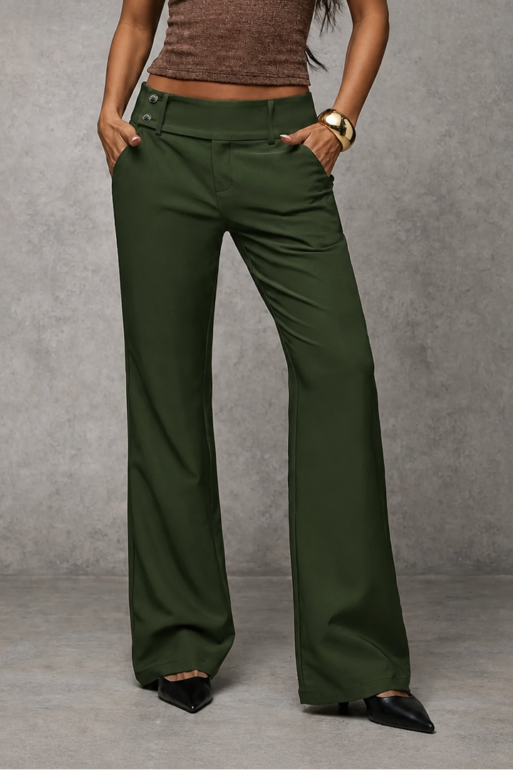 High-Waisted Wide-Leg Dress Trousers