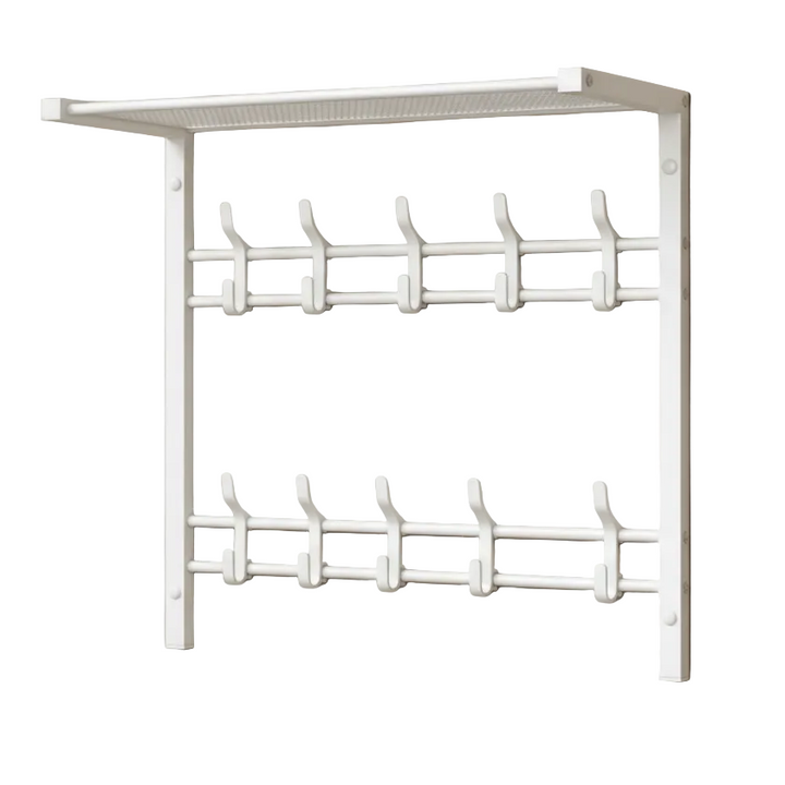HOOKWELL – 3-in-1 wall coat rack with shelf, hooks, and clothes rail