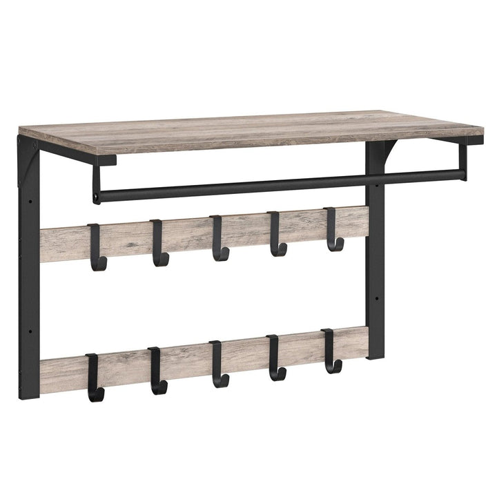 HOOKWELL – 3-in-1 wall coat rack with shelf, hooks, and clothes rail
