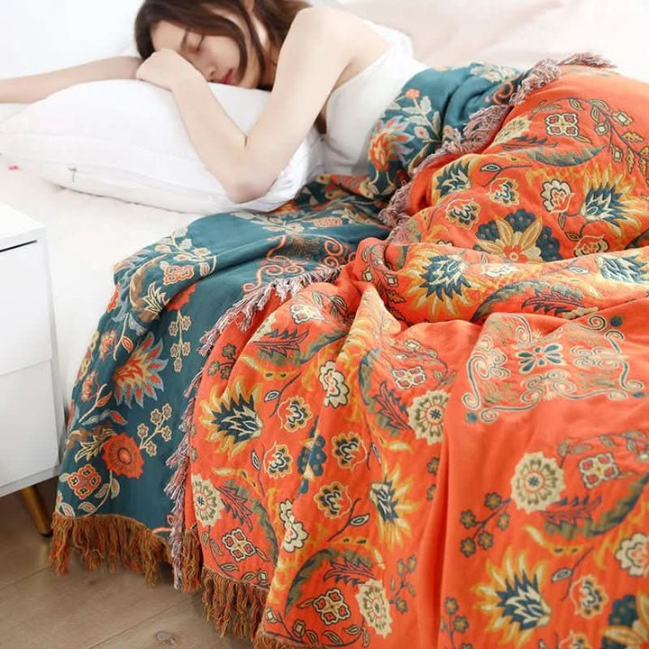 HyggeHaven Cover – Boho Cotton Blanket for Cozy Living Spaces