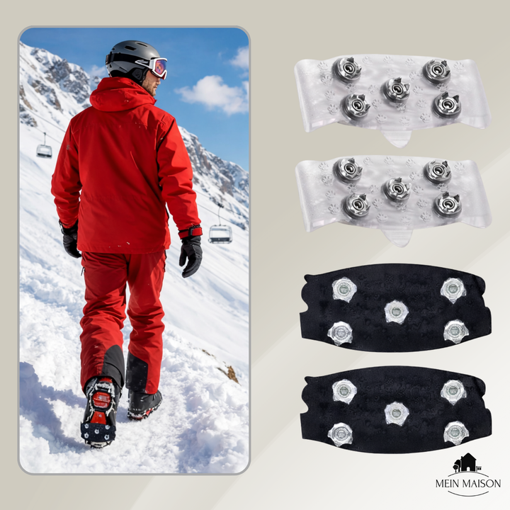 Ice Cleats with Metal Spikes and Silicone Straps for Winter Traction