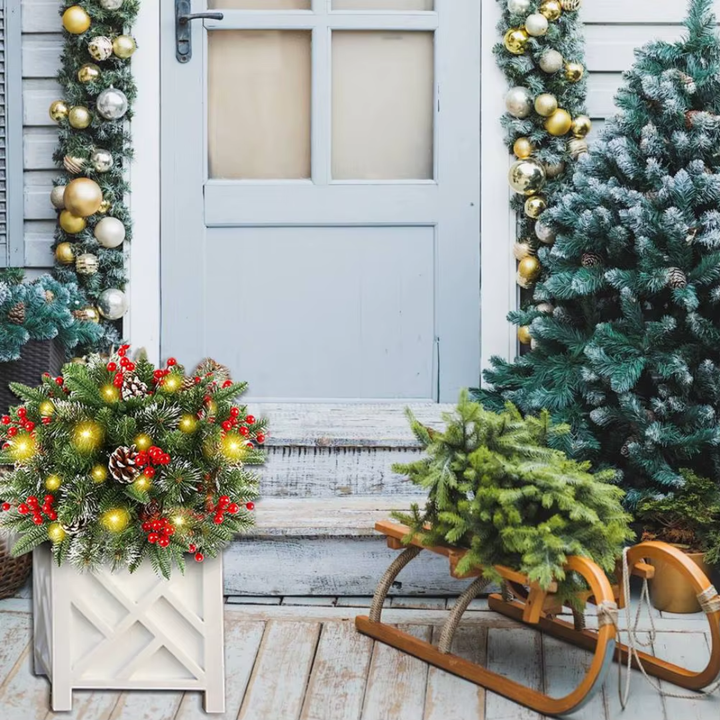 Illuminated Christmas Wreath – For Flower Pots &amp; Decoration