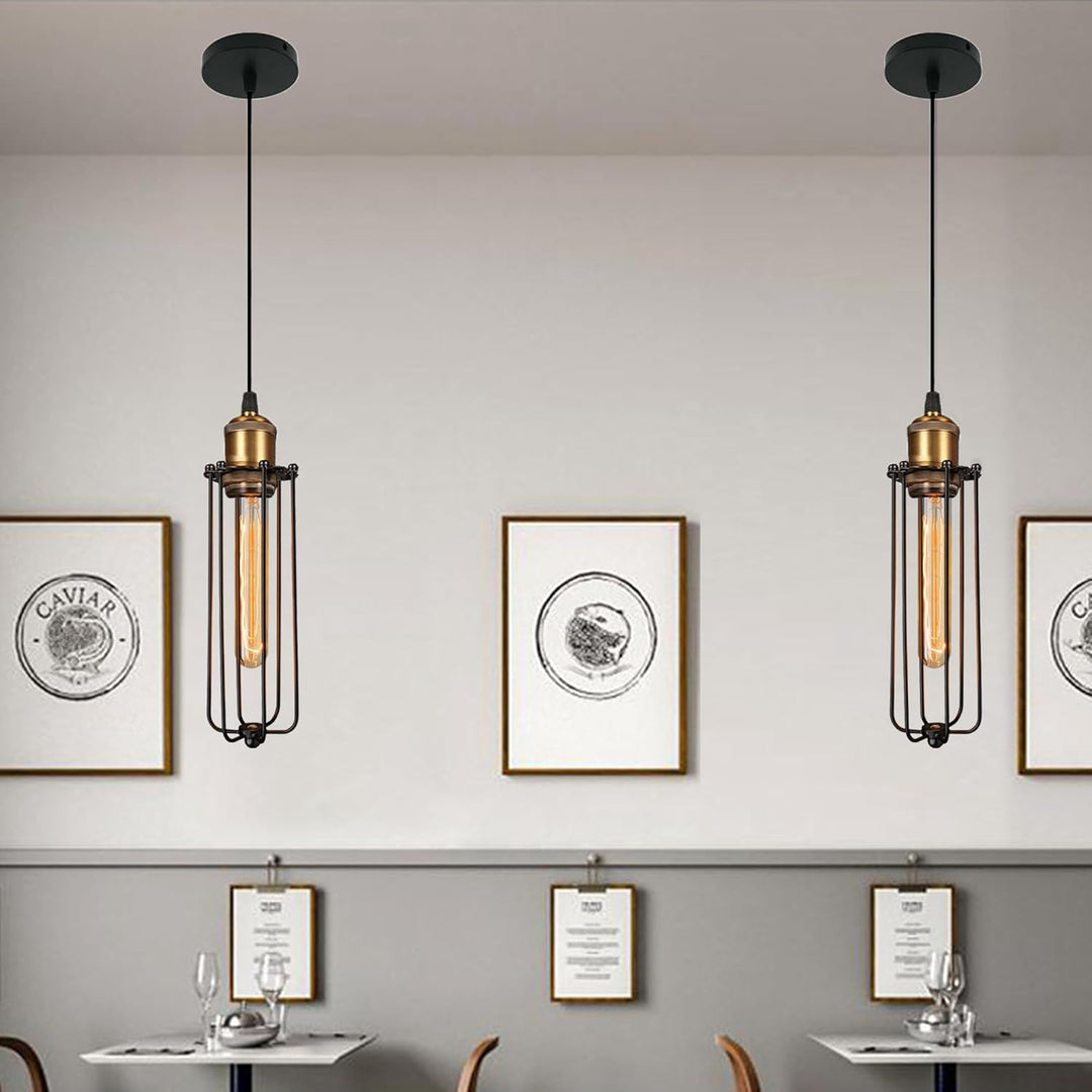 Industrial Hanging Light in Retro Design – Vintage Pendant Lamp with Metal Grid