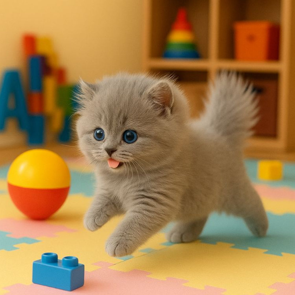 Interactive Grey Robot Kitten Toy with Realistic Movements
