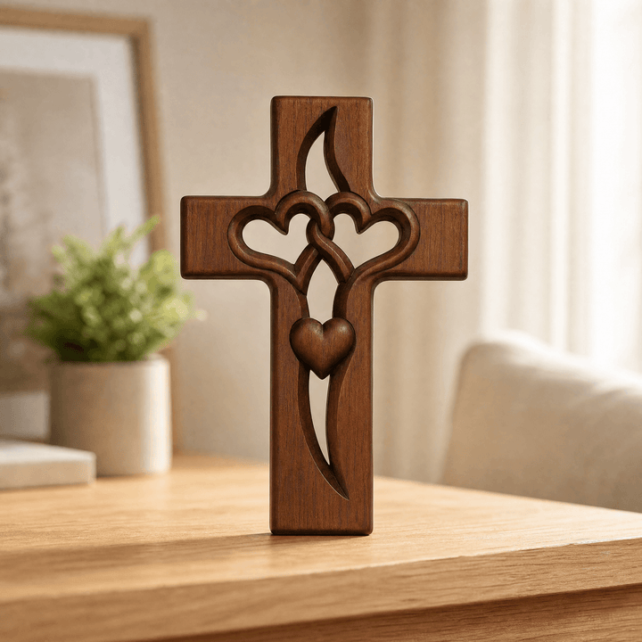 Intertwined Heart Cross Wall Decor
