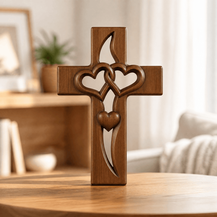 Intertwined Heart Cross Wall Decor