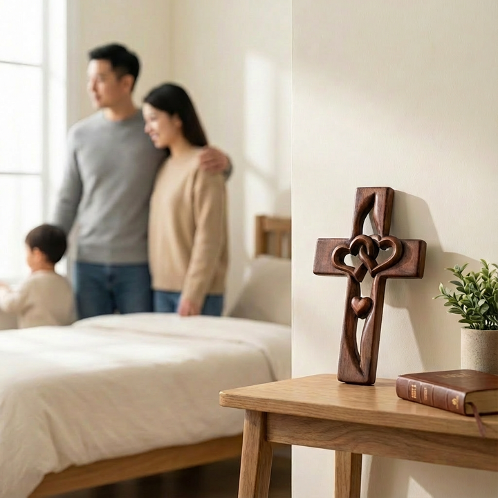 Intertwined Heart Cross Wall Decor