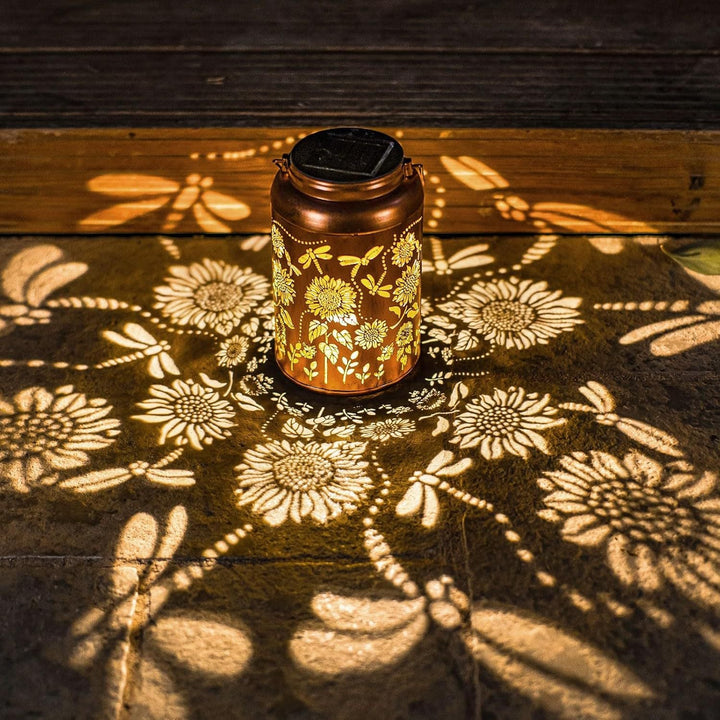 Intricate Metal Shadow Projection Table Lamp with Rechargeable LED
