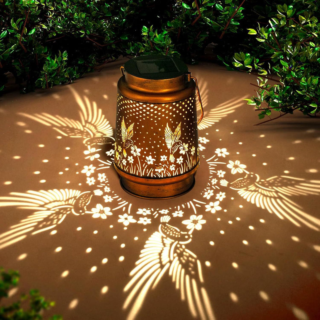 Intricate Metal Shadow Projection Table Lamp with Rechargeable LED