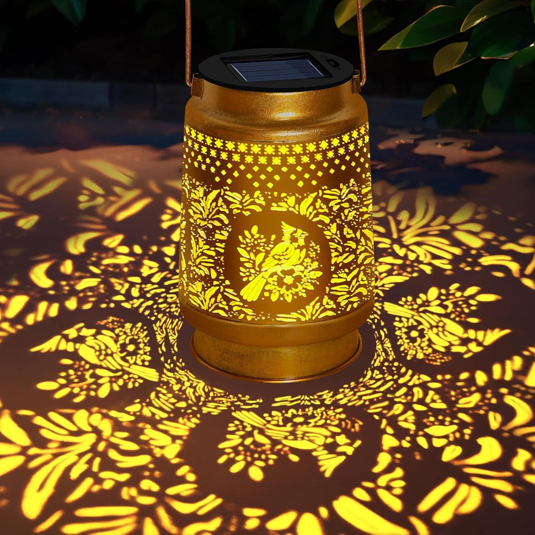 Intricate Metal Shadow Projection Table Lamp with Rechargeable LED
