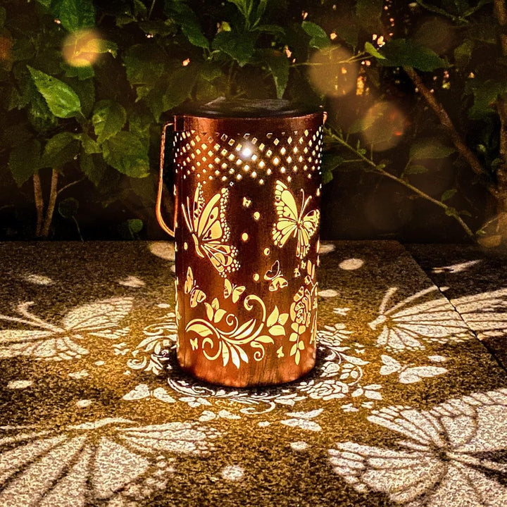 Intricate Metal Shadow Projection Table Lamp with Rechargeable LED