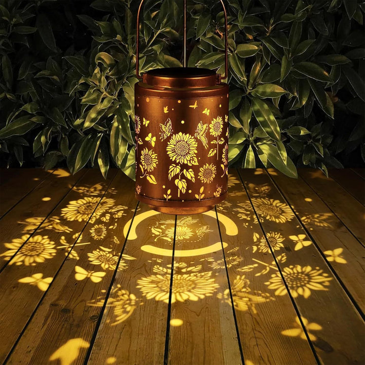 Intricate Metal Shadow Projection Table Lamp with Rechargeable LED