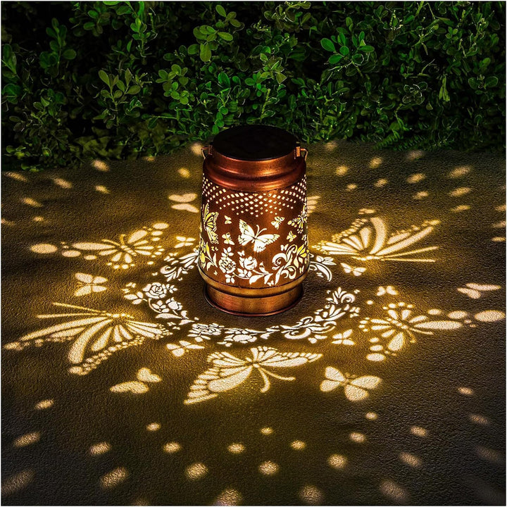 Intricate Metal Shadow Projection Table Lamp with Rechargeable LED