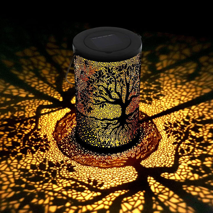 Intricate Metal Shadow Projection Table Lamp with Rechargeable LED