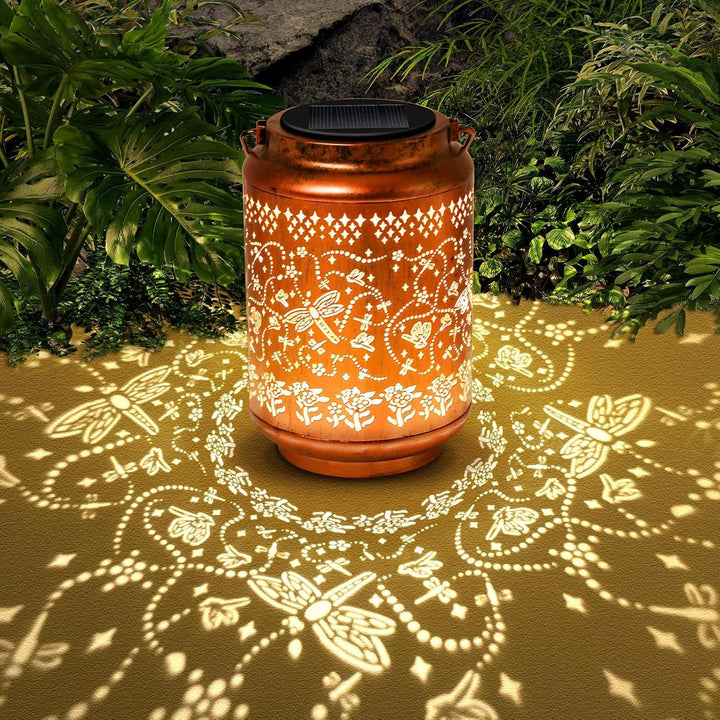 Intricate Metal Shadow Projection Table Lamp with Rechargeable LED