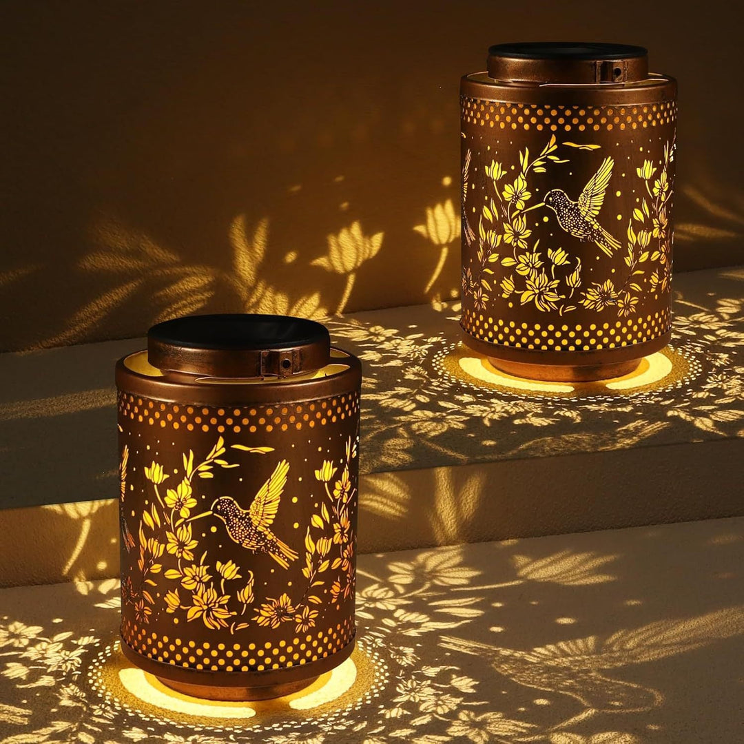 Intricate Metal Shadow Projection Table Lamp with Rechargeable LED