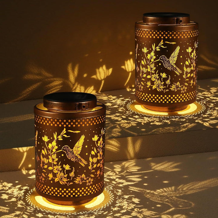 Intricate Metal Shadow Projection Table Lamp with Rechargeable LED