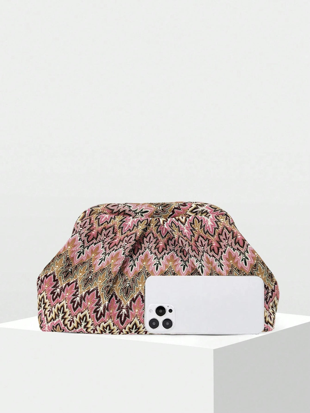 Jacquard Pleated Clutch