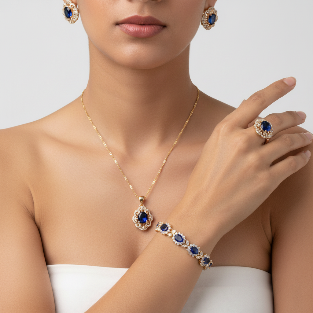 Jewellery Set With Cubic Zirconia - GlamourEssence