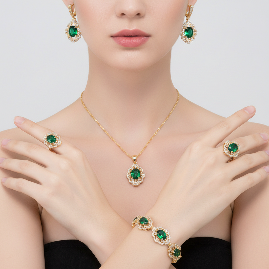 Jewellery Set With Cubic Zirconia - GlamourEssence