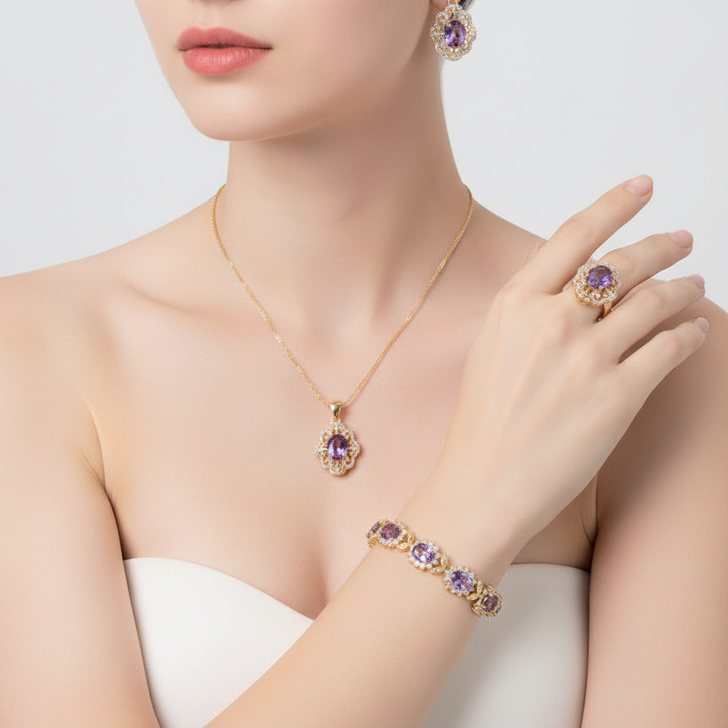 Jewellery Set With Cubic Zirconia - GlamourEssence