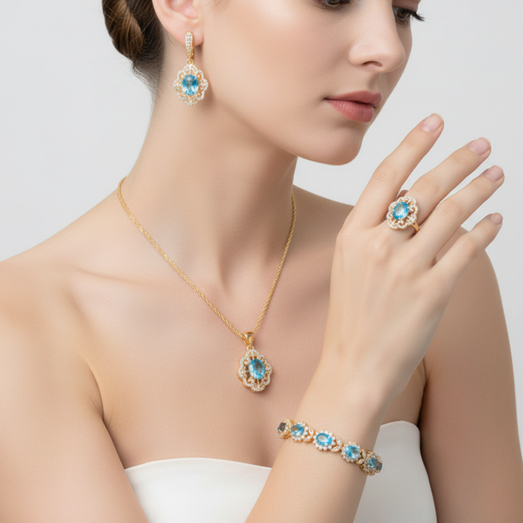 Jewellery Set With Cubic Zirconia - GlamourEssence