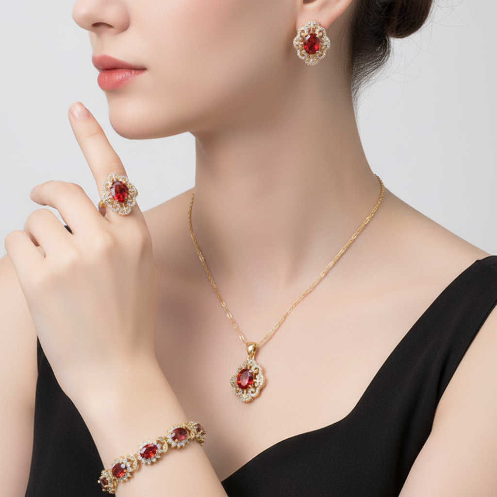 Jewellery Set With Cubic Zirconia - GlamourEssence