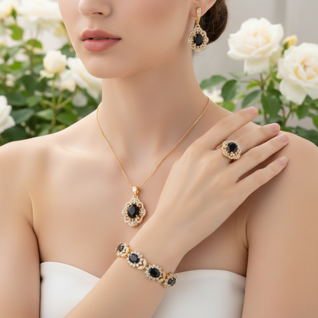 Jewellery Set With Cubic Zirconia - GlamourEssence
