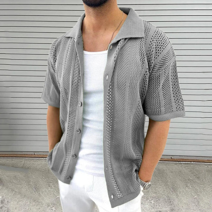Knitted Shirt with Classic Collar