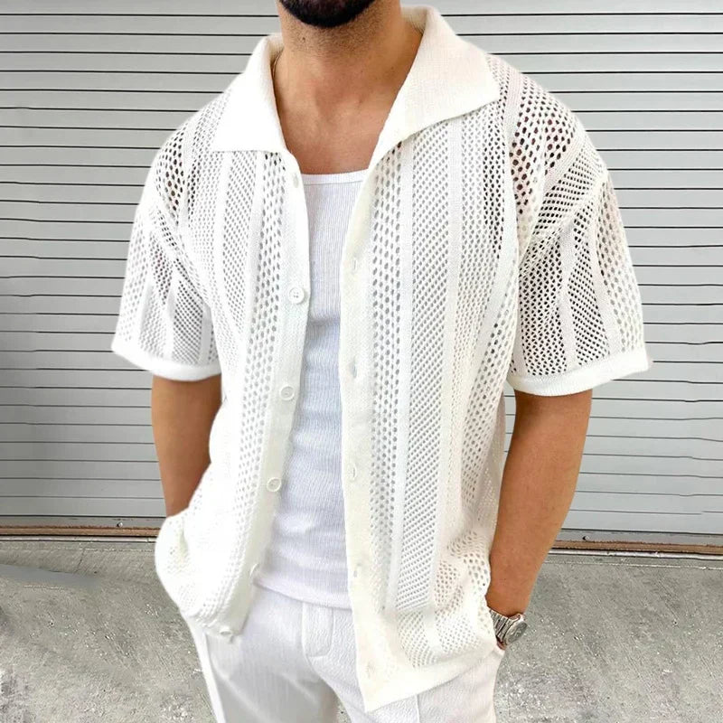Knitted Shirt with Classic Collar
