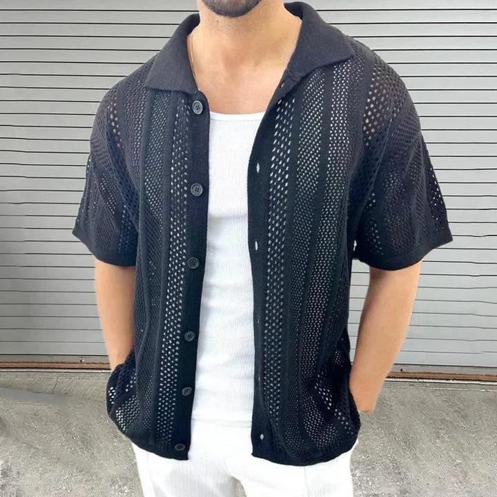 Knitted Shirt with Classic Collar