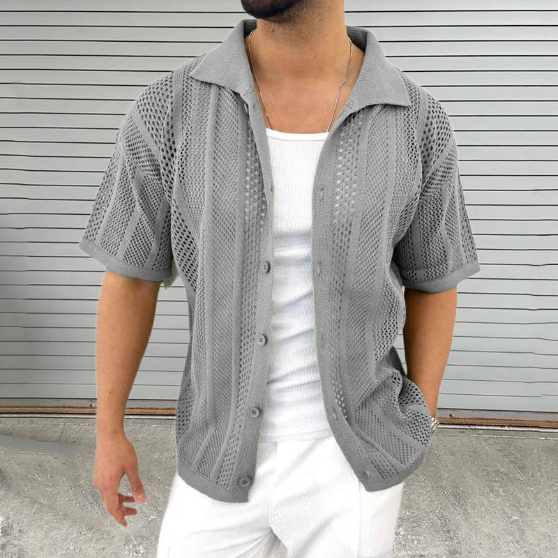 Knitted Shirt with Classic Collar