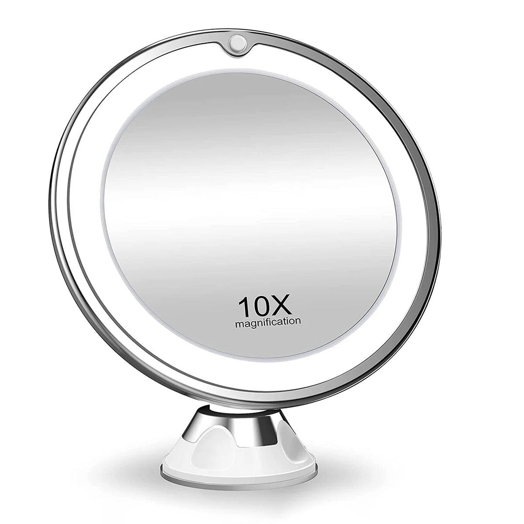 LED Lighted Makeup Mirror with 10x Magnification and 360° Swivel