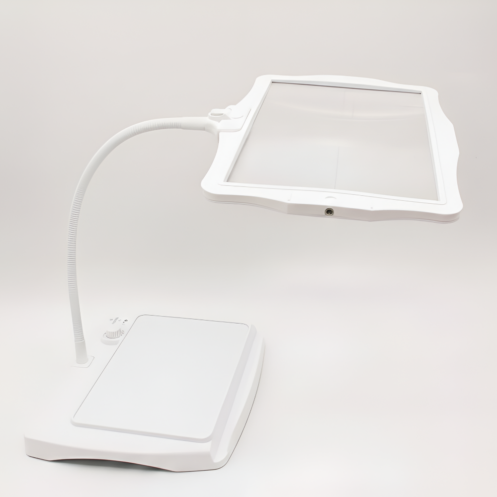 LED Magnifying Lamp – Hands-Free Gooseneck Reading Light with 3X Magnification and Rechargeable Battery, Black or White